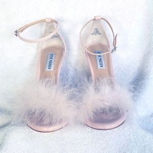 Steve Madden Pink Feather Stiletto Sandals